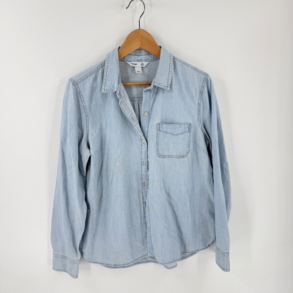 Old Navy Light Blue Denim Button-Down Shirt Size Medium